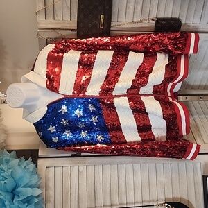 Anna Kaci brand sequence American flag jacket